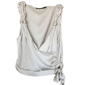 NWOT RARE Zara Champagne Colored Satin Cropped Top Size M
